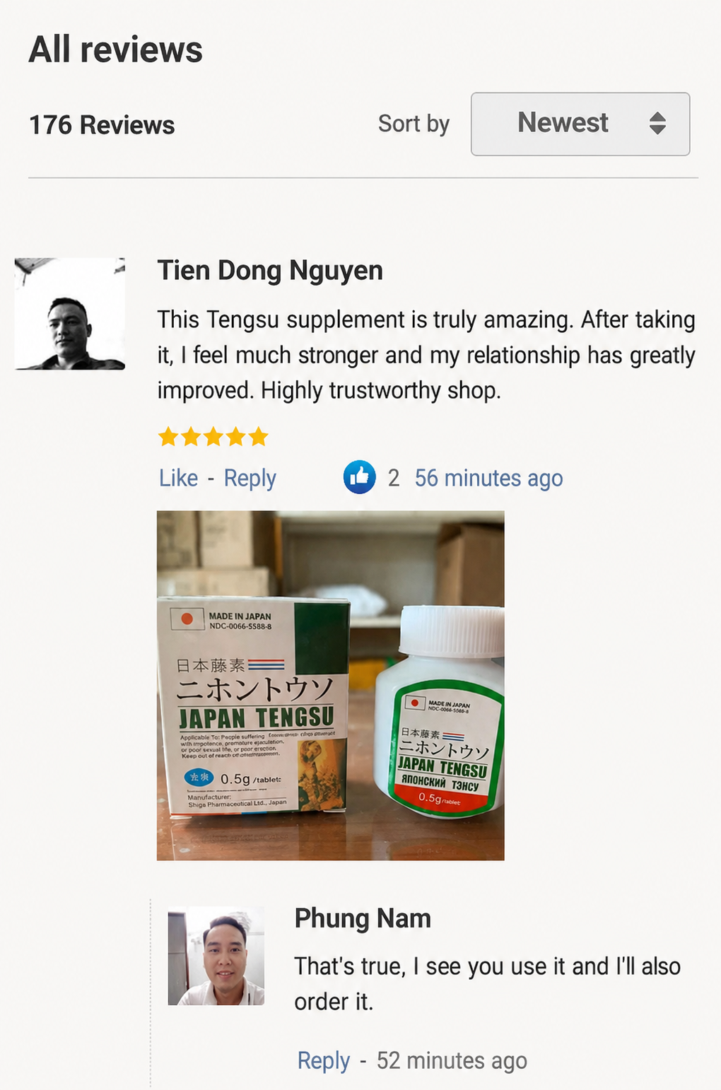 Verified customer feedback