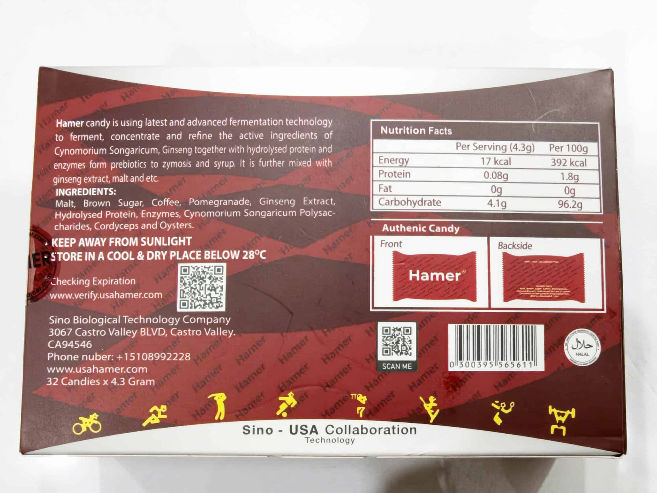 Back of Hamer box with genuine product information