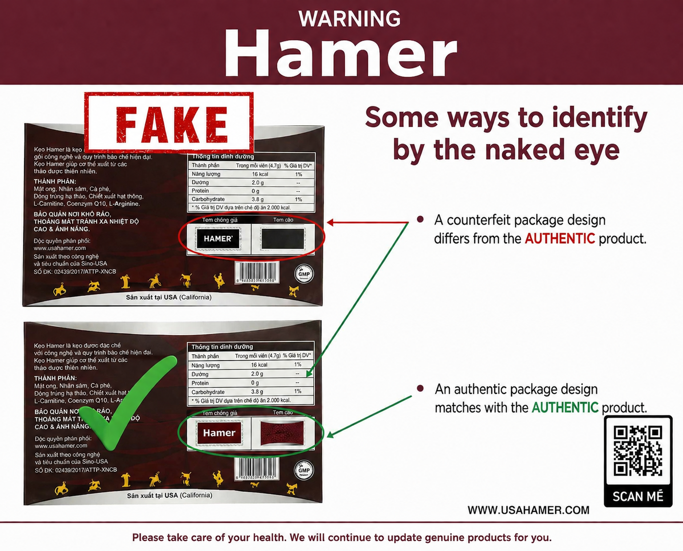 Comparing genuine and fake Hamer anti-counterfeit stamps