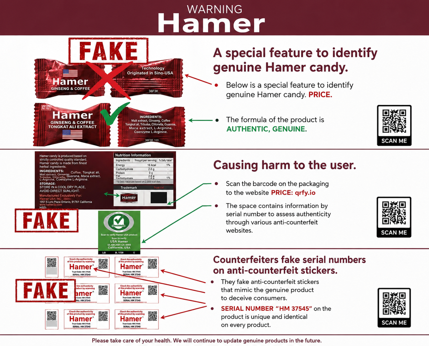 Warning about fake serial numbers and fake Hamer websites