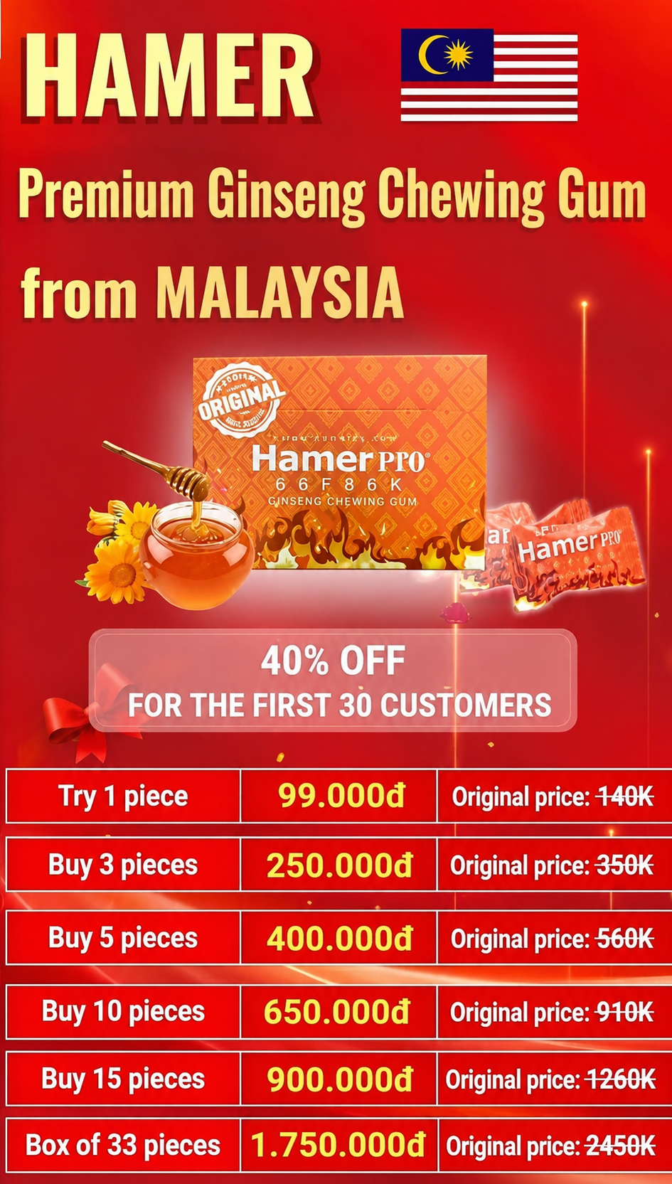 Hamer Pro honey flavor product price