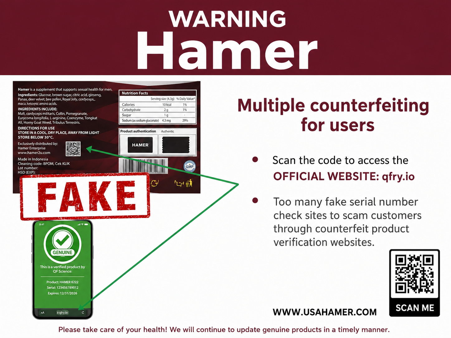 Warning about QR codes leading to the fake site qfry.io