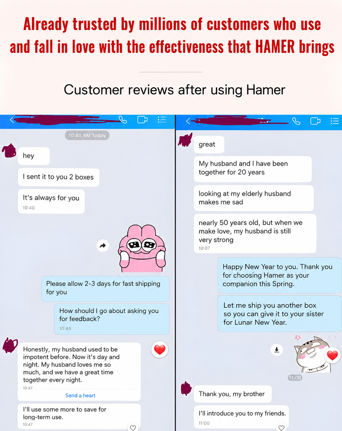 Customer satisfied with Hamer's effectiveness