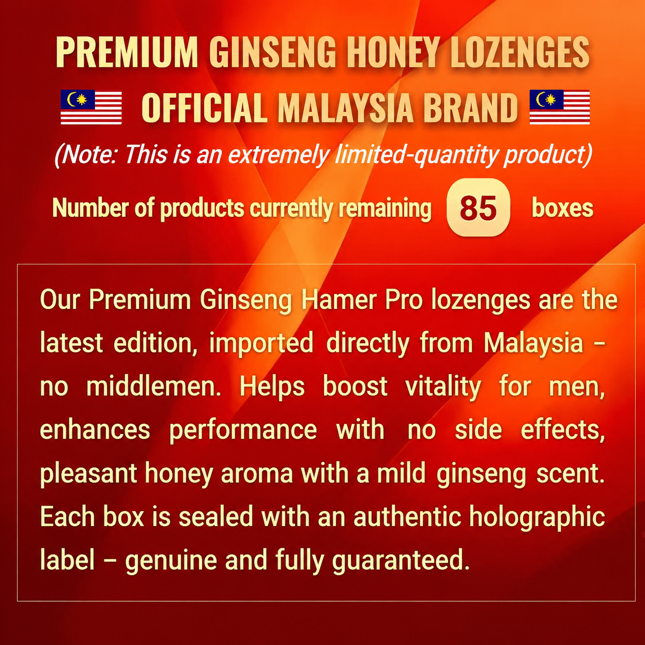 Premium genuine Malaysian Hamer ginseng candy