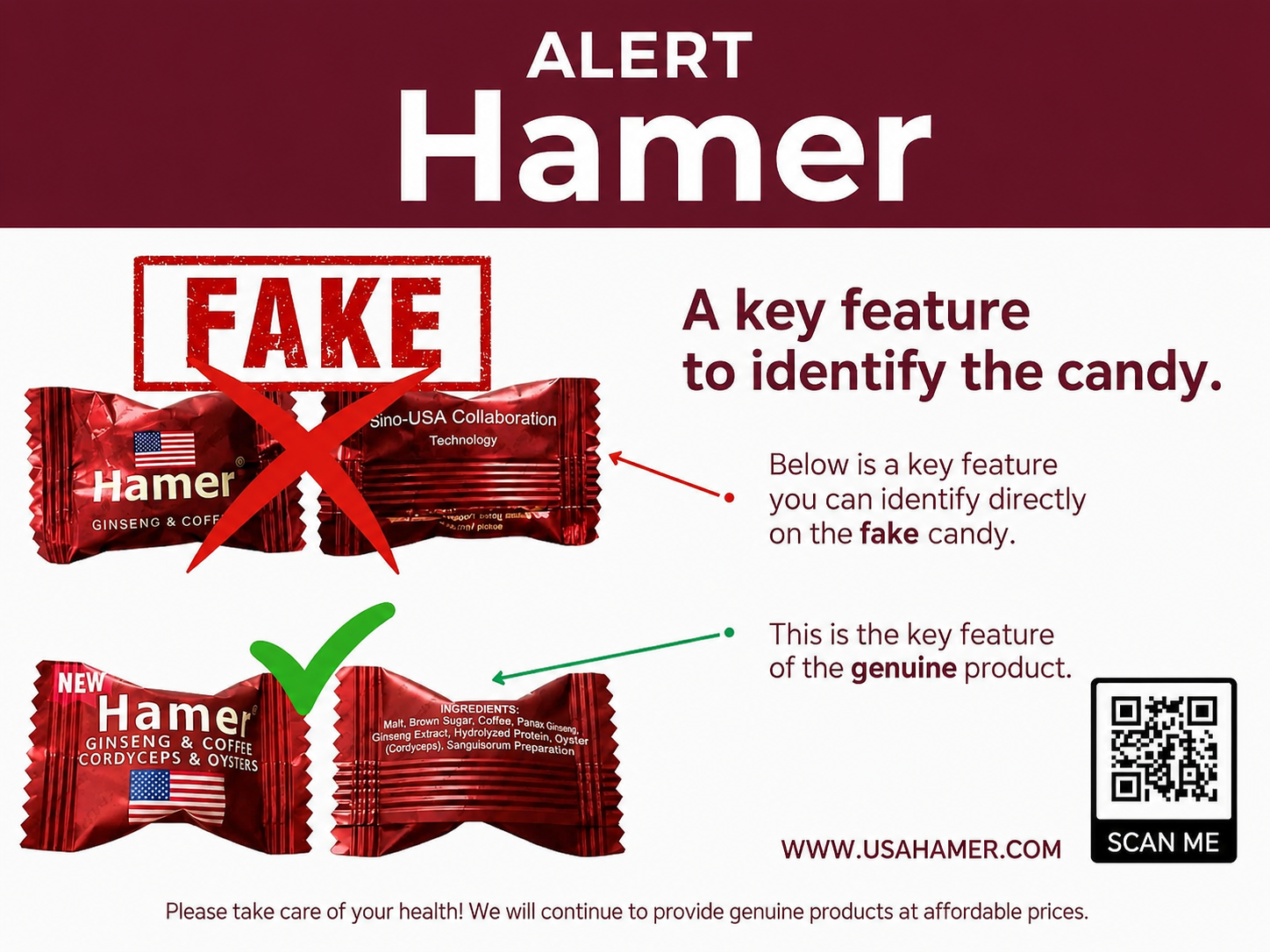 Comparing genuine and fake Hamer tablets