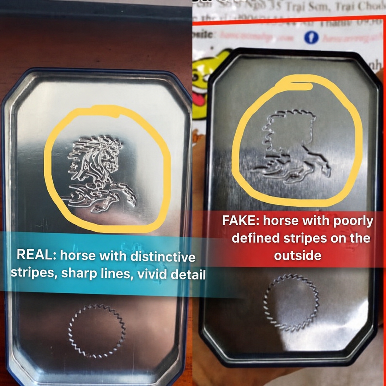 Comparison of real and fake embossed horse image